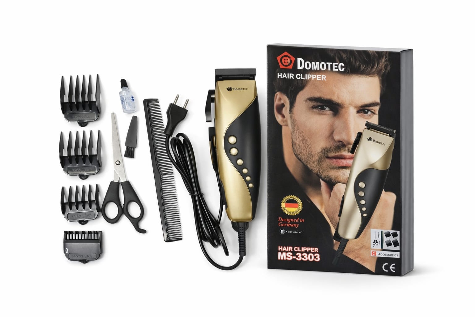 Geemy 3-in-1 Herrenpflege-Set Schwarz mit Rasierer und Trimmer